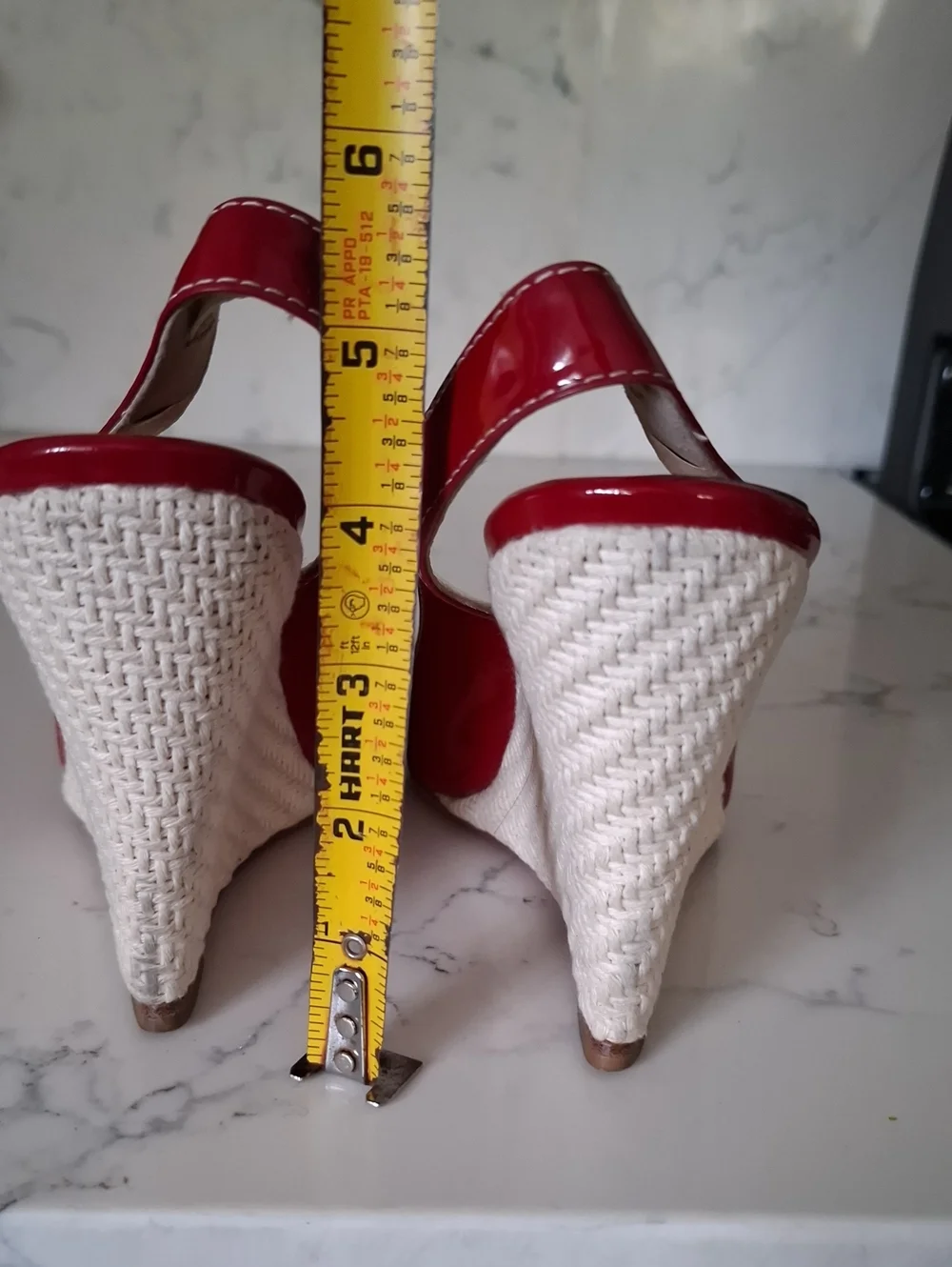 Christian Louboutin Red Patent Leather Wedge Slingback Sandals